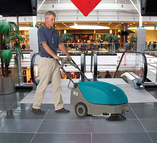 Tennant Sweeper cleaning mall